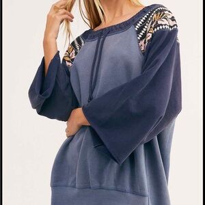 Free People Blue Floral Sweater